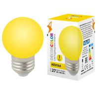 Лампа светодиодная LED-G45-1W/YELLOW/E27/FR/С