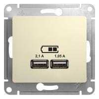 Розетка USB 2-м СП Glossa A+A 5В/2.1А 2х5В/1.05А механизм беж. SE GSL000233