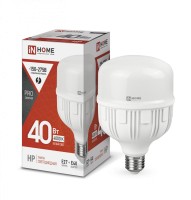 Лампа сд LED-HP-PRO 40Вт 230В Е27 с адаптером E40 4000К 3800Лм IN HOME