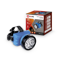 Фонарь налобный аккум HLA 09B 12LED 120Lm 15ч 2 реж, з/у 230В СИНИЙ IN HOME